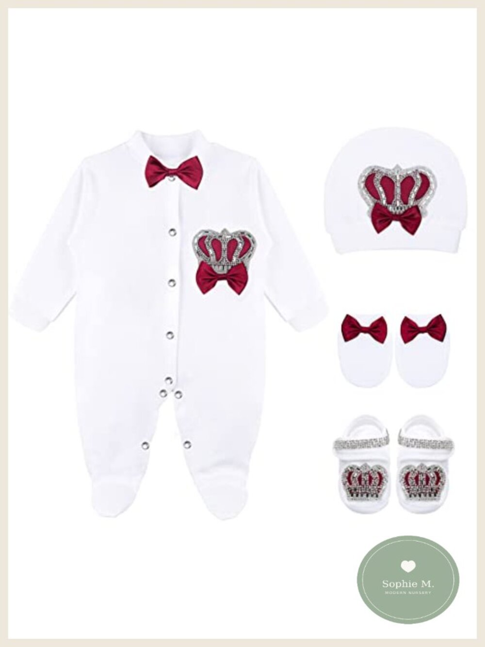 Baby Boy Crown Jewels Layette Set 4pc Cotton Take Me Home Outfit